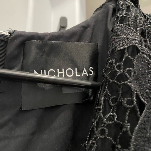 Nicholas Mosaic Lace Ball Dress Black Tie Evening Tea Length Size US 4 Goth - Picture 3 of 9